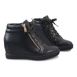 Zapatillas negras con cremallera dorada TL-22 negro 5