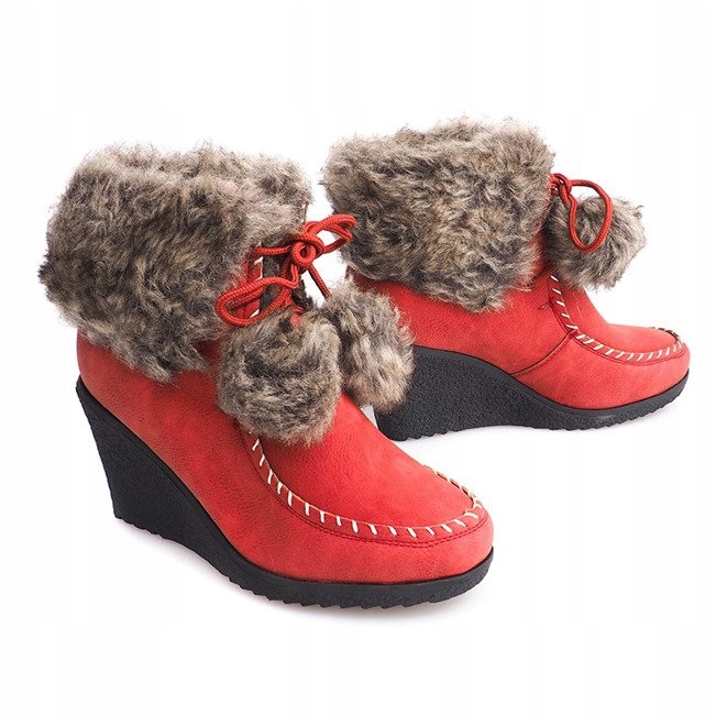 Botas cálidas en cuña ZH227 rojo 1