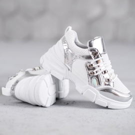 SHELOVET Calzado deportivo cómodo blanco gris 1 SHELOVET Calzado deportivo cómodo blanco gris 1