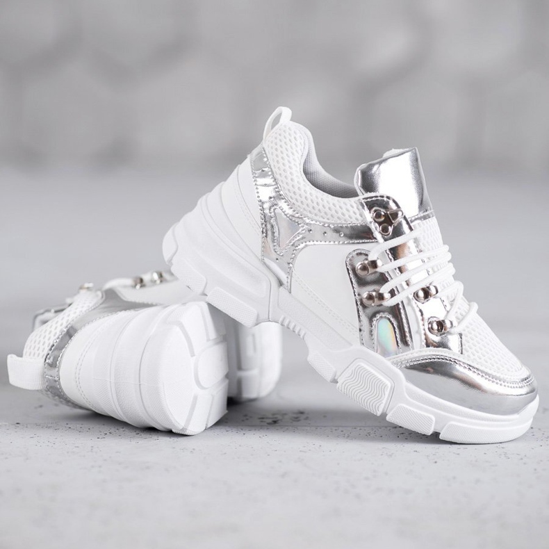 SHELOVET Calzado deportivo cómodo blanco gris 1 SHELOVET Calzado deportivo cómodo blanco gris 1