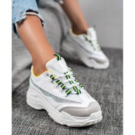 SHELOVET Zapatillas blancas con purpurina blanco 4