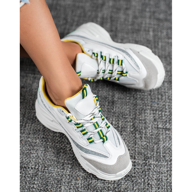 SHELOVET Zapatillas blancas con purpurina blanco 1