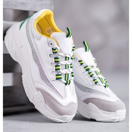 SHELOVET Zapatillas blancas con purpurina blanco 3