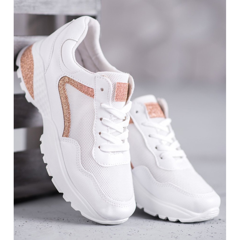 SHELOVET Calzado deportivo con purpurina blanco 1