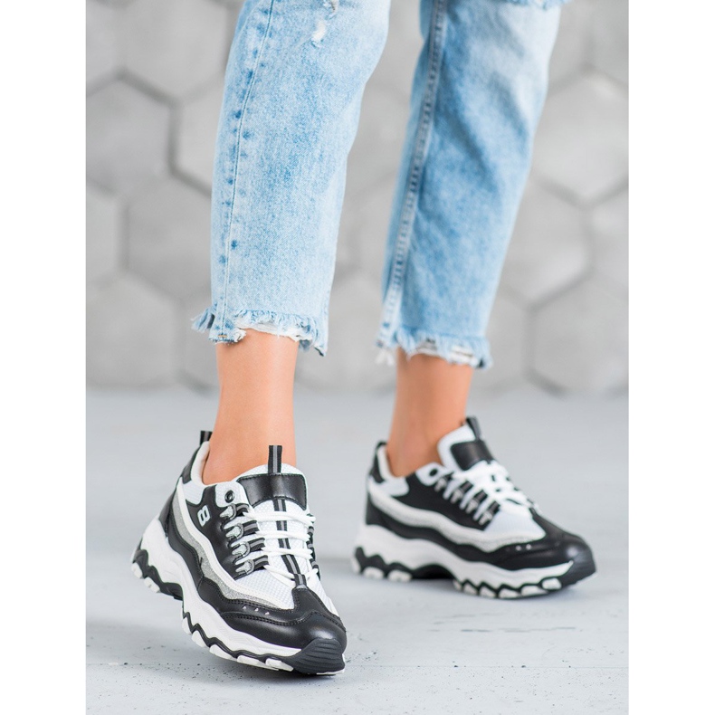 Yes Mile Zapatillas con purpurina blanco negro 2