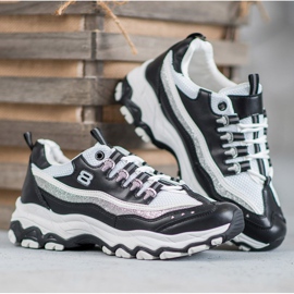 Yes Mile Zapatillas con purpurina blanco negro 4