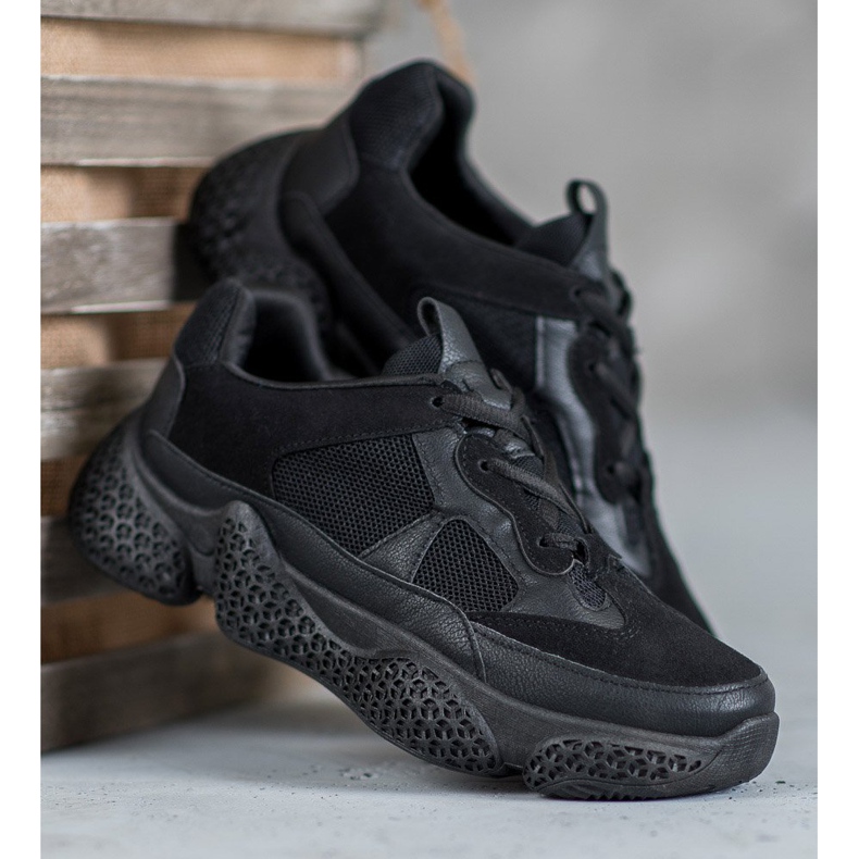 SHELOVET Zapatillas negras para mujer negro 2