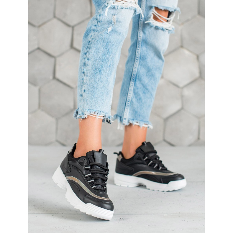 SHELOVET Zapatillas negras de moda negro 2