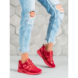 SHELOVET Zapatos deportivos de gamuza rojo 3