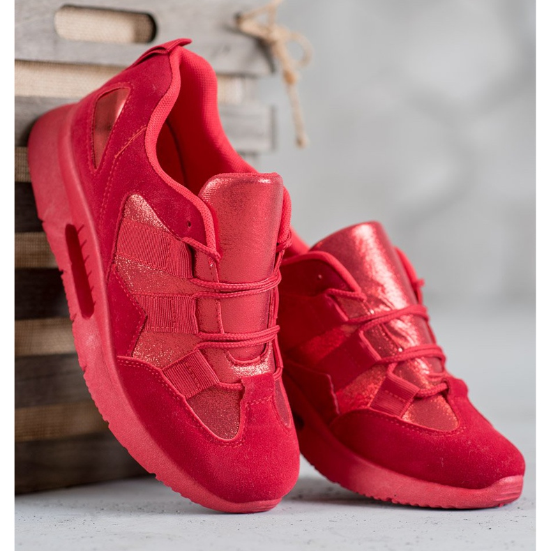 SHELOVET Zapatos deportivos de gamuza rojo 1