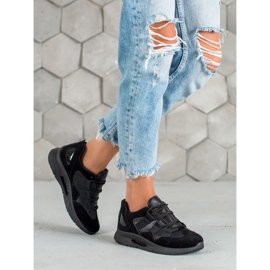 SHELOVET Zapatos deportivos de gamuza negro 5