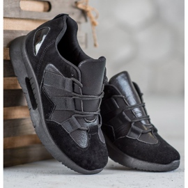 SHELOVET Zapatos deportivos de gamuza negro 1