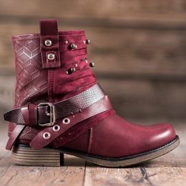 SHELOVET Botas con diamantes de imitación rojo 1