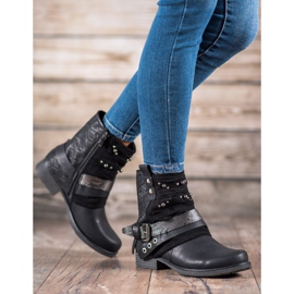 SHELOVET Botas con diamantes de imitación negro 5