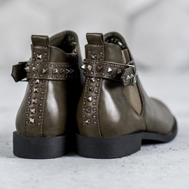 SHELOVET Botines chelsea verdes con pedrería 1