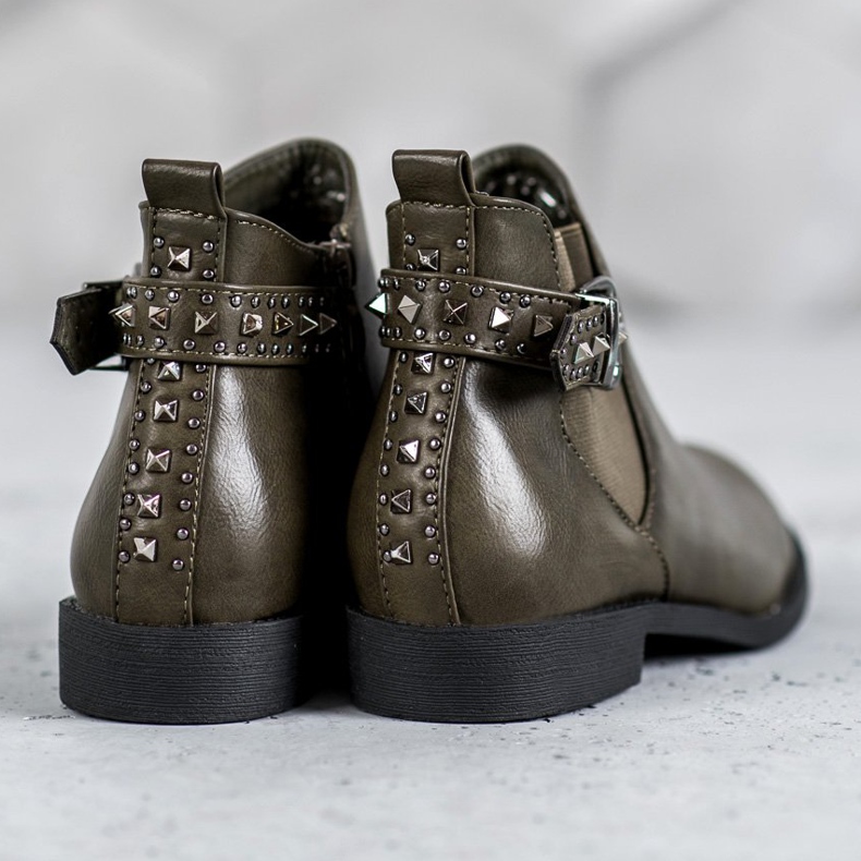 SHELOVET Botines chelsea verdes con pedrería 1