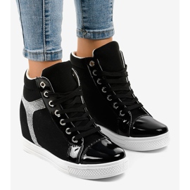 Zapatillas negras de cuña con lentejuelas AN2959 negro 1