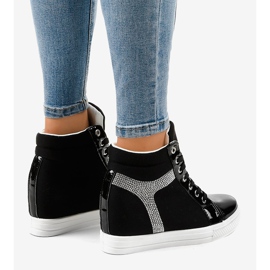 Zapatillas negras de cuña con lentejuelas AN2959 negro 4