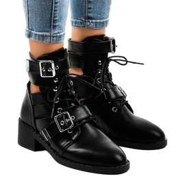 Botas de mujer negras en una suela masiva T195 negro 1