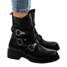 Botas negras de mujer con hebillas HQ1588 negro 2