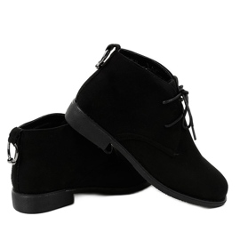 Botines de ante negro con tacones planos HJ99-94 3
