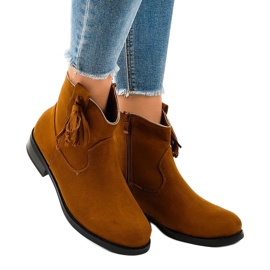 Botas de mujer planas con flecos camel YS476 marrón 1 Botas de mujer planas con flecos camel YS476 marrón 1