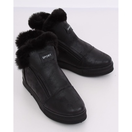 Deportivas negras hasta los tobillos con pelo W19-29 Negro 4