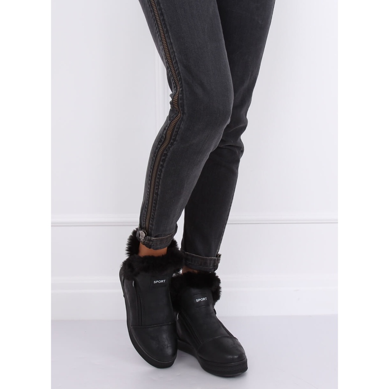 Deportivas negras hasta los tobillos con pelo W19-29 Negro 2 Deportivas negras hasta los tobillos con pelo W19-29 Negro 2