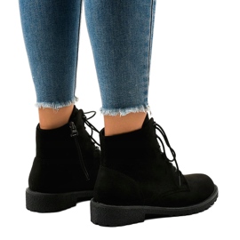 Botas con cordones de ante negro HJ99-103 3
