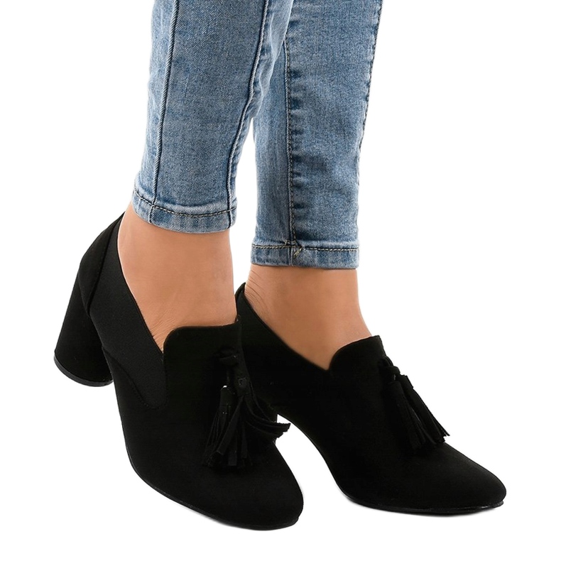 Zapatos de tacón de ante negro en el poste LL-97P 2 Zapatos de tacón de ante negro en el poste LL-97P 2