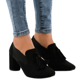 Zapatos de tacón de ante negro en el poste LL-97P 1 Zapatos de tacón de ante negro en el poste LL-97P 1