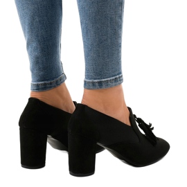 Zapatos de tacón de ante negro en el poste LL-97P 3