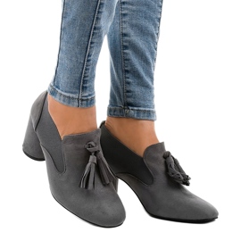 Zapatos de tacón de gamuza gris en el poste LL-97P 1
