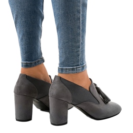 Zapatos de tacón de gamuza gris en el poste LL-97P 3
