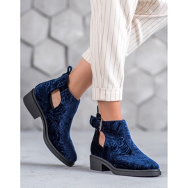 Corina Botas de terciopelo negro azul 5