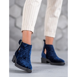 Corina Botas de terciopelo negro azul 6