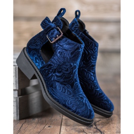 Corina Botas de terciopelo negro azul 1
