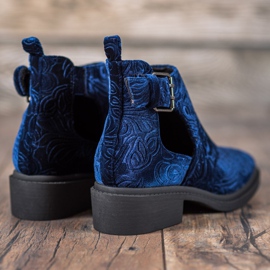 Corina Botas de terciopelo negro azul 2