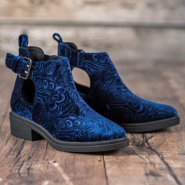 Corina Botas de terciopelo negro azul 4
