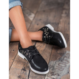 SHELOVET Zapatos atados con cuero ecológico negro 1