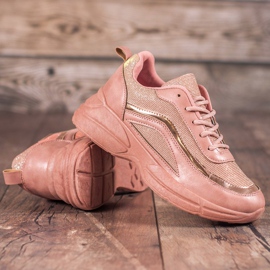 SHELOVET Zapatos deportivos brillantes rosado 4