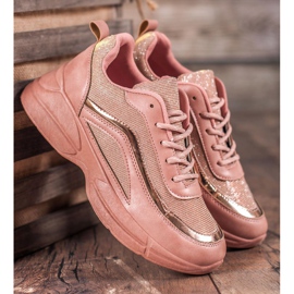 SHELOVET Zapatos deportivos brillantes rosado 5