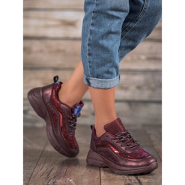SHELOVET Zapatos deportivos brillantes rojo 5