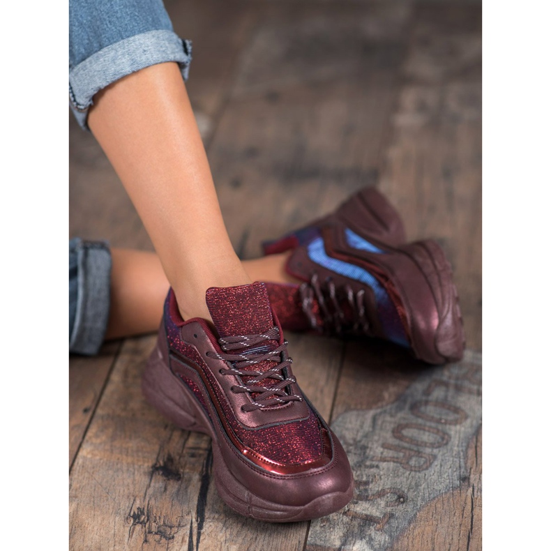 SHELOVET Zapatos deportivos brillantes rojo 2