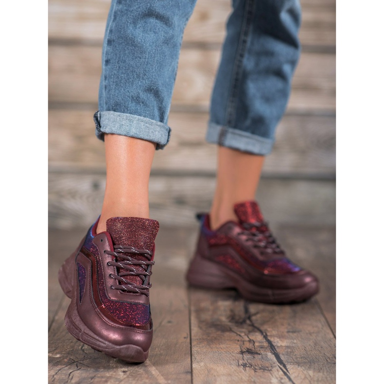 SHELOVET Zapatos deportivos brillantes rojo 1