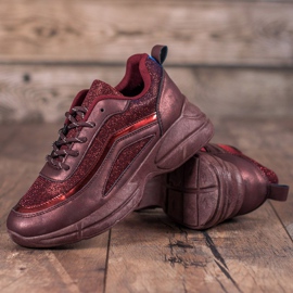 SHELOVET Zapatos deportivos brillantes rojo 3