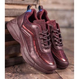 SHELOVET Zapatos deportivos brillantes rojo 4