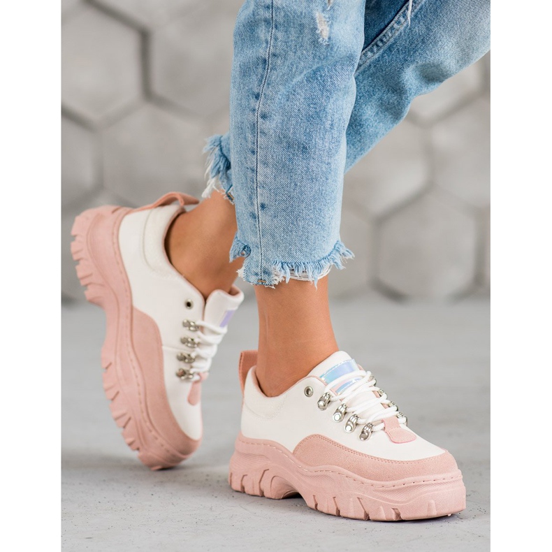 SHELOVET Calzado deportivo con cordones rosa 1