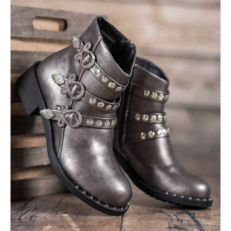 Forever Folie Botas con tachuelas gris 2