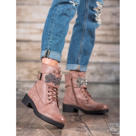 Super Me Botas con cordones y adorno rosado 3